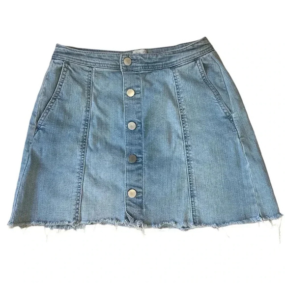 a new day mini button up denim skirt with frayed bottom - Picture 1 of 5